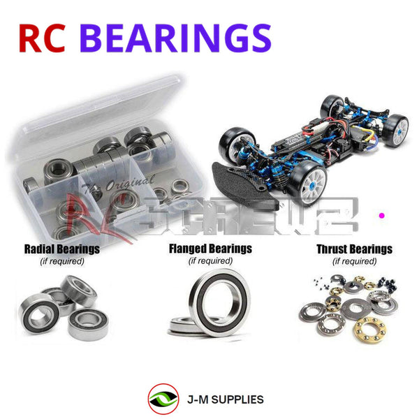 Representative image of an RCScrewZ rubber-sealed bearing kit for Tamiya TRF420X 1/10 Electric 4WD Touring Chassis (42382); exact bearing sizes and quantities vary by RC model.
