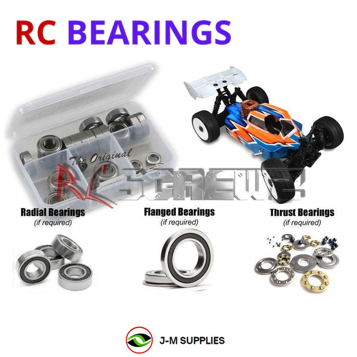 Representative image of an RCScrewZ rubber-sealed bearing kit for Tekno NB48 1/8 Nitro 4WD Buggy (TKR5300); exact bearing sizes and quantities vary by RC model.