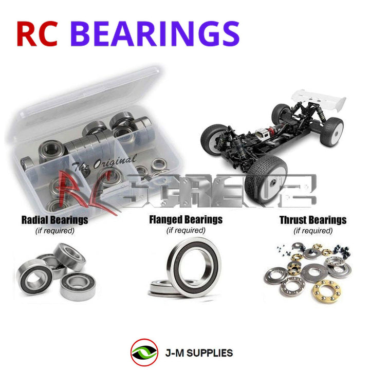 Representative image of an RCScrewZ rubber-sealed bearing kit for Tekno EB48SL 1/8 Electric 4WD Buggy (TKR5004); exact bearing sizes and quantities vary by RC model.