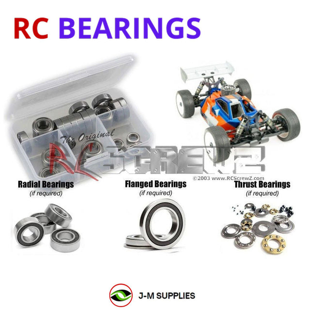 RCScrewZ Rubber Shielded Bearing Kit tek020r for Tekno RC NB48 2.0 1/8 Nitro 4WD Competition Buggy (#TKR9300) | SET