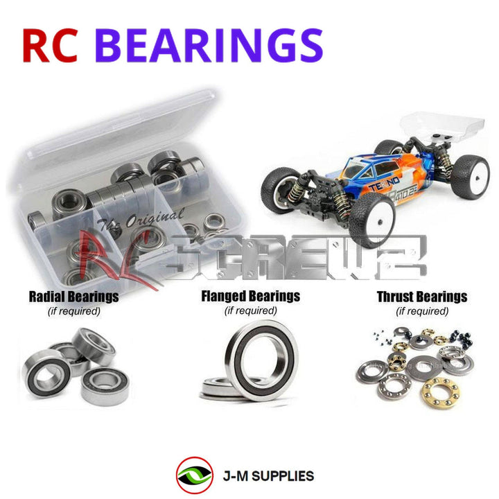 Representative image of an RCScrewZ rubber-sealed bearing kit for Tekno EB410.2 1/10 Electric 4WD Buggy (TKR6502); exact bearing sizes and quantities vary by RC model.