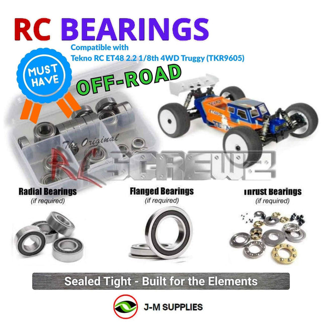 RCScrewZ Rubber Shielded Bearing Kit tek030r for Tekno RC ET48 2.2 1/8 Electric 4WD Competition Truggy (#TKR9605) | SET