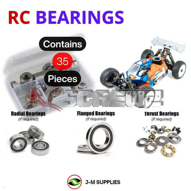 RCScrewZ Rubber Shielded Bearing Kit tek032r for Tekno RC NB48 2.2 1/8 Nitro 4WD Competition Buggy (#TKR9305) | SET