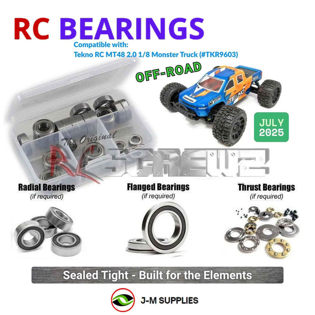RCScrewZ Rubber Shielded Bearing Kit tek033r for Tekno RC MT48 2.0 1/8 Electric 4WD Performance Monster Truck (#TKR9603) | SET