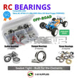 Representative image of an RCScrewZ rubber-sealed bearing kit for Tekno NT48 2.2 1/8 Nitro 4WD Truggy (TKR9401); exact bearing sizes and quantities vary by RC model.