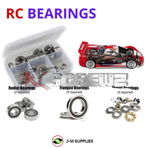 Representative image of an RCScrewZ rubber-sealed bearing kit for Traxxas Nitro 4-Tec/Pro 1/10 Nitro 4WD TC (4810, 4804, 4801); exact bearing sizes and quantities vary by RC model.