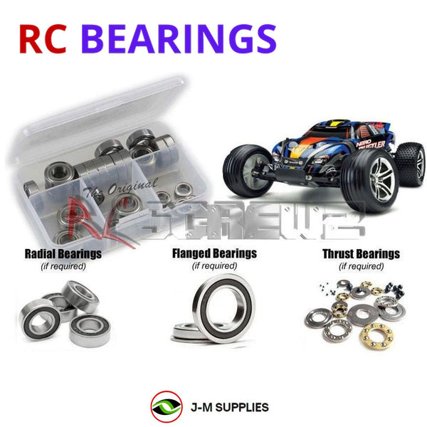 Representative image of an RCScrewZ rubber-sealed bearing kit for Traxxas Nitro Rustler 2.5 1/10 Nitro 2WD Truck (44096-3); exact bearing sizes and quantities vary by RC model.