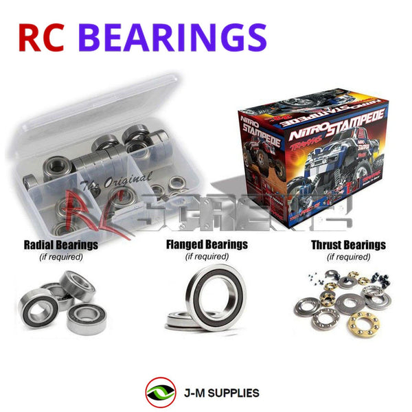Representative image of an RCScrewZ rubber-sealed bearing kit for Traxxas Nitro Stampede 1/10 Nitro 2WD MT (4109); exact bearing sizes and quantities vary by RC model.