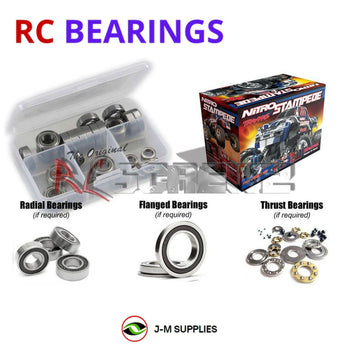 Representative image of an RCScrewZ rubber-sealed bearing kit for Traxxas Nitro Stampede 1/10 Nitro 2WD MT (4109); exact bearing sizes and quantities vary by RC model.