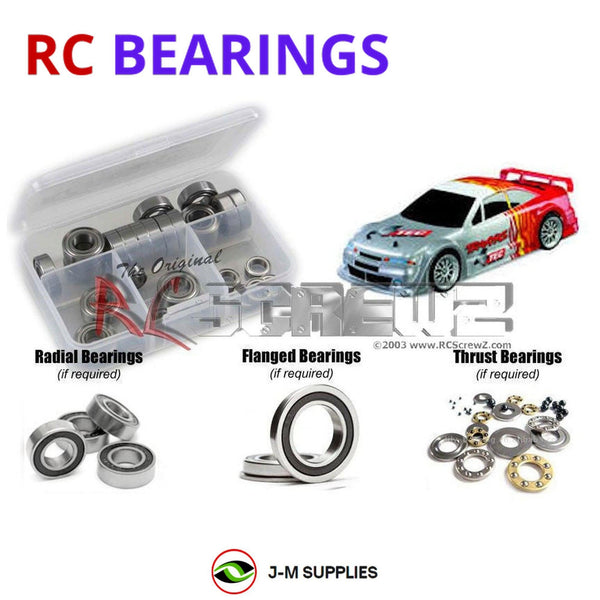 Representative image of an RCScrewZ rubber-sealed bearing kit for Traxxas Original 4-Tec Electric 1/10 4WD Touring; exact bearing sizes and quantities vary by RC model.