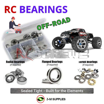 Representative image of an RCScrewZ rubber-sealed bearing kit for Traxxas Revo 3.3 1/10 Nitro 4WD MT (53097, 53097-3); exact bearing sizes and quantities vary by RC model.