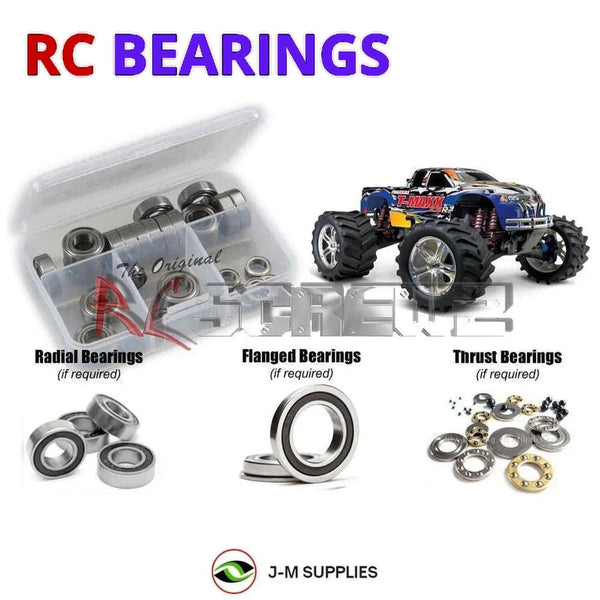 Representative image of an RCScrewZ rubber-sealed bearing kit for Traxxas T-Maxx Classic 2.5R 1/10 Nitro 4WD MT (49104-1); exact bearing sizes and quantities vary by RC model.