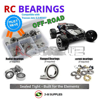Representative image of an RCScrewZ rubber-sealed bearing kit for Traxxas Jato 3.3 1/10 Nitro 2WD Stadium Truck (5507); exact bearing sizes and quantities vary by RC model.