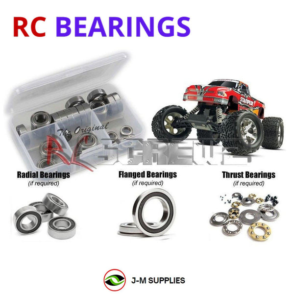 Representative image of an RCScrewZ rubber-sealed bearing kit for Traxxas Stampede XL-5 1/10 Electric 2WD Monster Truck (36054); exact bearing sizes and quantities vary by RC model.
