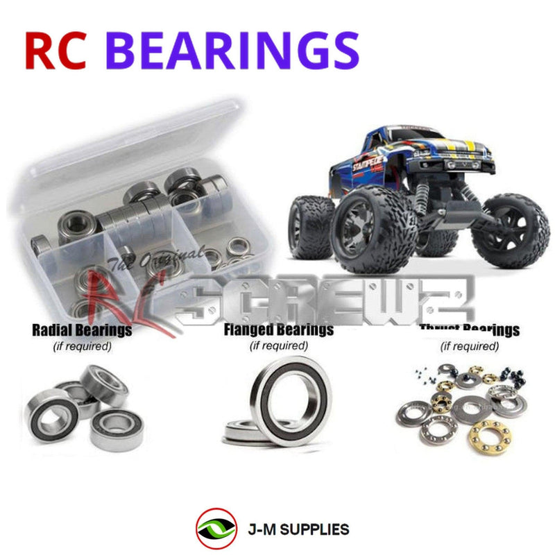 Representative image of an RCScrewZ rubber-sealed bearing kit for Traxxas Stampede VXL 1/10 Electric 2WD/4WD Monster Truck (3607, 6708); exact bearing sizes and quantities vary by RC model.