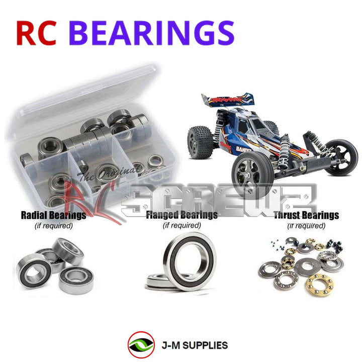 Representative image of an RCScrewZ rubber-sealed bearing kit for Traxxas Bandit VXL 1/10 Electric 2WD Off-Road Buggy (24076-4); exact bearing sizes and quantities vary by RC model.