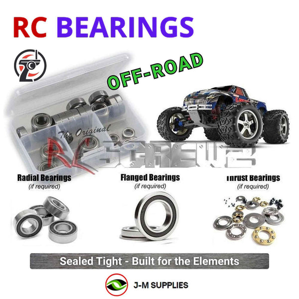Representative image of an RCScrewZ rubber-sealed bearing kit for Traxxas T-Maxx 3.3 1/10 Nitro 4WD Monster Truck (4908); exact bearing sizes and quantities vary by RC model.