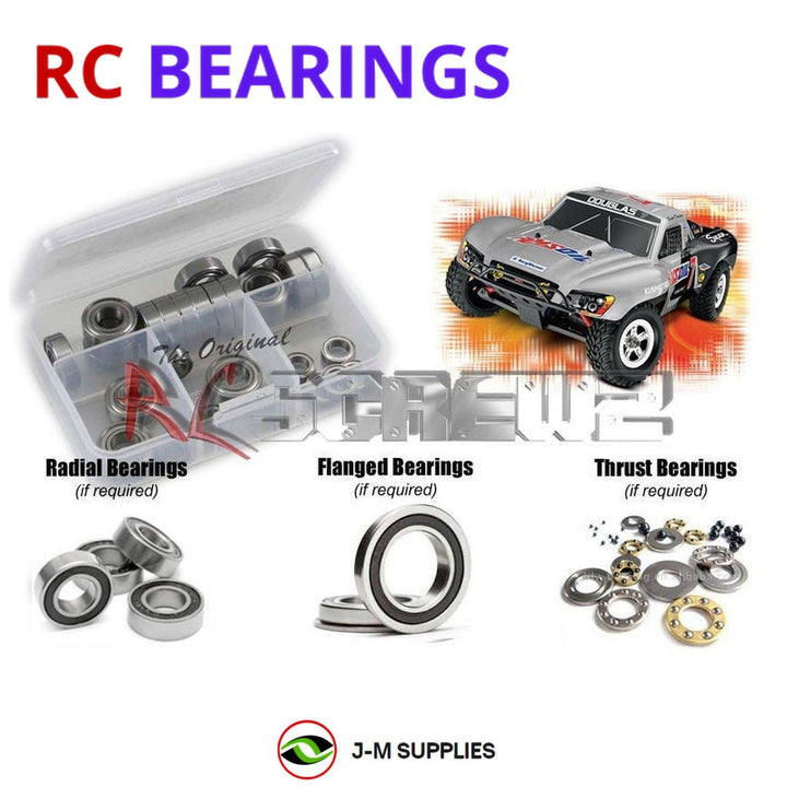 Representative image of an RCScrewZ rubber-sealed bearing kit for Traxxas 1/16 Slash VXL 4WD SCT (7005, 7008, 7009); exact bearing sizes and quantities vary by RC model.