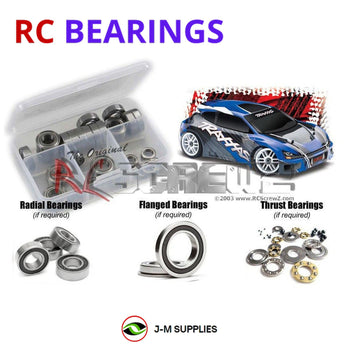 Representative image of an RCScrewZ rubber-sealed bearing kit for Traxxas 1/16 Rally VXL Electric 4WD Rally Car (7307); exact bearing sizes and quantities vary by RC model.