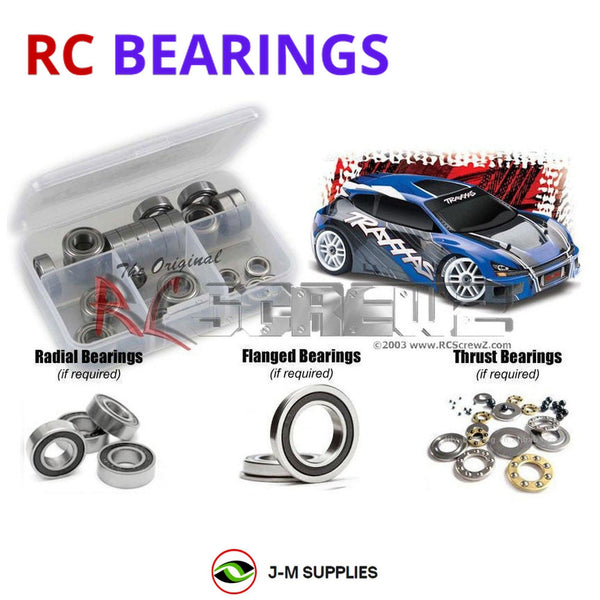 Representative image of an RCScrewZ rubber-sealed bearing kit for Traxxas 1/16 Rally VXL Electric 4WD Rally Car (7307); exact bearing sizes and quantities vary by RC model.