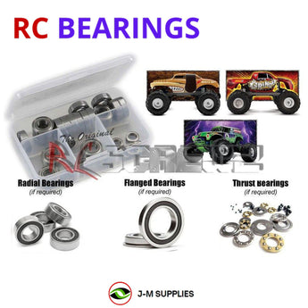 Representative image of an RCScrewZ rubber-sealed bearing kit for Traxxas Monster Jam 1/10 Electric 2WD MT; exact bearing sizes and quantities vary by RC model.