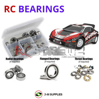 Representative image of an RCScrewZ rubber-sealed bearing kit for Traxxas Rally Racer 1/10 Electric 4WD Rally Car (7407); exact bearing sizes and quantities vary by RC model.
