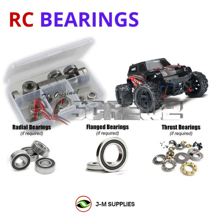 Representative image of an RCScrewZ rubber-sealed bearing kit for Traxxas LaTrax Teton 1/18 Electric 4WD Monster Truck (76054); exact bearing sizes and quantities vary by RC model.
