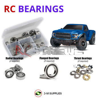 Representative image of an RCScrewZ rubber-sealed bearing kit for Traxxas Ford F-150 Raptor 1/10 Electric 2WD SCT (58094-1); exact bearing sizes and quantities vary by RC model.