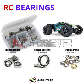 Representative image of an RCScrewZ rubber-sealed bearing kit for Traxxas E-Revo 2.0 VXL 1/10 Electric 4WD MT (86086-4); exact bearing sizes and quantities vary by RC model.