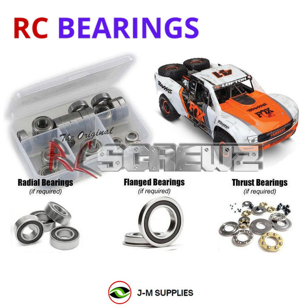 Representative image of an RCScrewZ rubber-sealed bearing kit for Traxxas UDR 1/7 Electric 4WD Desert Race Truck (85076-4); exact bearing sizes and quantities vary by RC model.