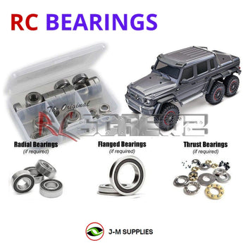 Representative image of an RCScrewZ rubber-sealed bearing kit for Traxxas TRX-6 G 63 6x6 1/10 Electric Trail Crawler (88096-4); exact bearing sizes and quantities vary by RC model.