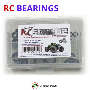 Representative image of an RCScrewZ rubber-sealed bearing kit for Traxxas Hoss 4X4 VXL 1/10 Electric 4WD MT (90076-4); exact bearing sizes and quantities vary by RC model.