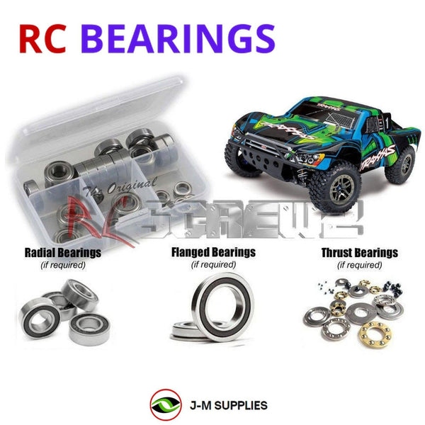 Representative image of an RCScrewZ rubber-sealed bearing kit for Traxxas Slash 4X4 Ultimate 1/10 4WD SCT (68077-4); exact bearing sizes and quantities vary by RC model.