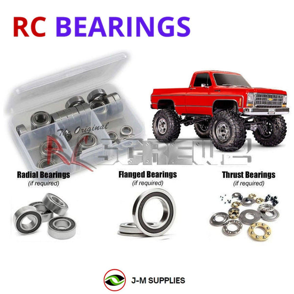 Representative image of an RCScrewZ rubber-sealed bearing kit for Traxxas TRX-4M K10 High Trail 1/18 4WD Crawler (97064-1); exact bearing sizes and quantities vary by RC model.