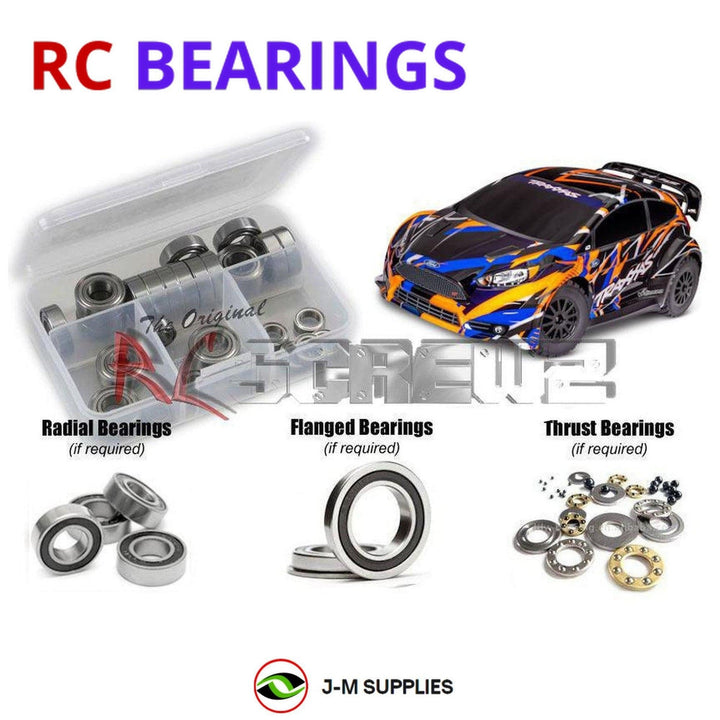 Representative image of an RCScrewZ rubber-sealed bearing kit for Traxxas Fiesta ST Rally VXL 1/10 4WD Rally (74276-4); exact bearing sizes and quantities vary by RC model.