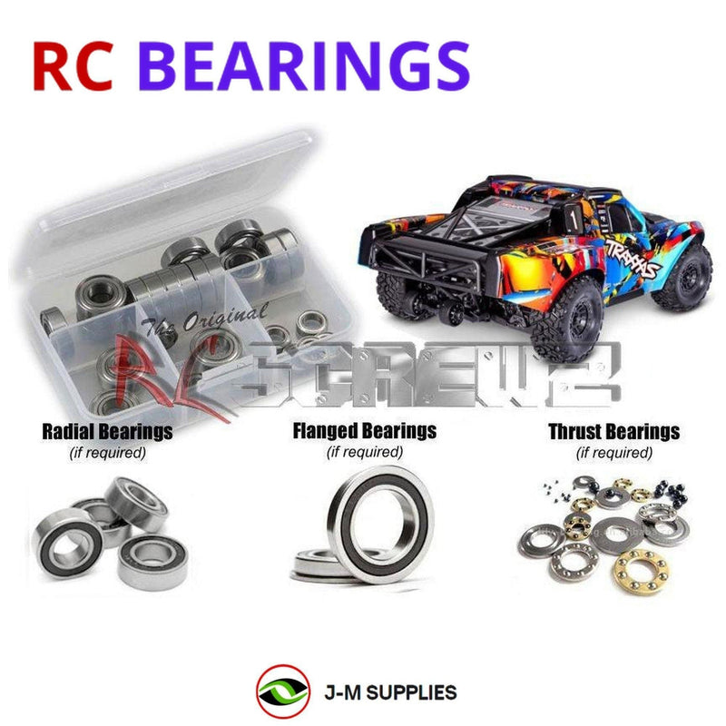 Representative image of an RCScrewZ rubber-sealed bearing kit for Traxxas Maxx Slash 6S 1/8 4WD SCT (102076-4); exact bearing sizes and quantities vary by RC model.