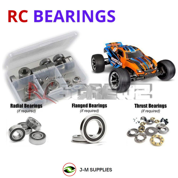 Representative image of an RCScrewZ rubber-sealed bearing kit for Traxxas Rustler XL-5 HD 1/10 2WD Stadium Truck (37254-8); exact bearing sizes and quantities vary by RC model.