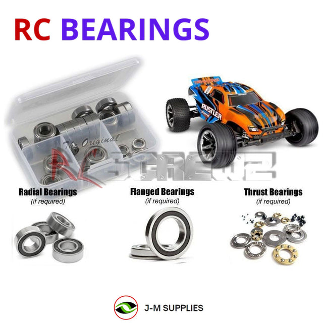 RCScrewZ Rubber Shielded Bearing Kit tra130r for Traxxas Rustler XL-5 HD 1/10 Electric 2WD Stadium Truck w/ USB-C Charger (37254-8) | SET