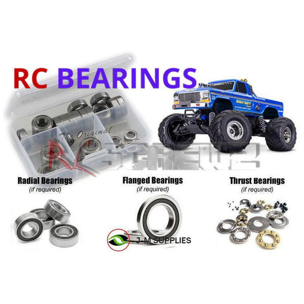 Representative image of an RCScrewZ rubber-sealed bearing kit for Traxxas BIGFOOT No.1 XL-5 HD 1/10 2WD MT (36234-8); exact bearing sizes and quantities vary by RC model.