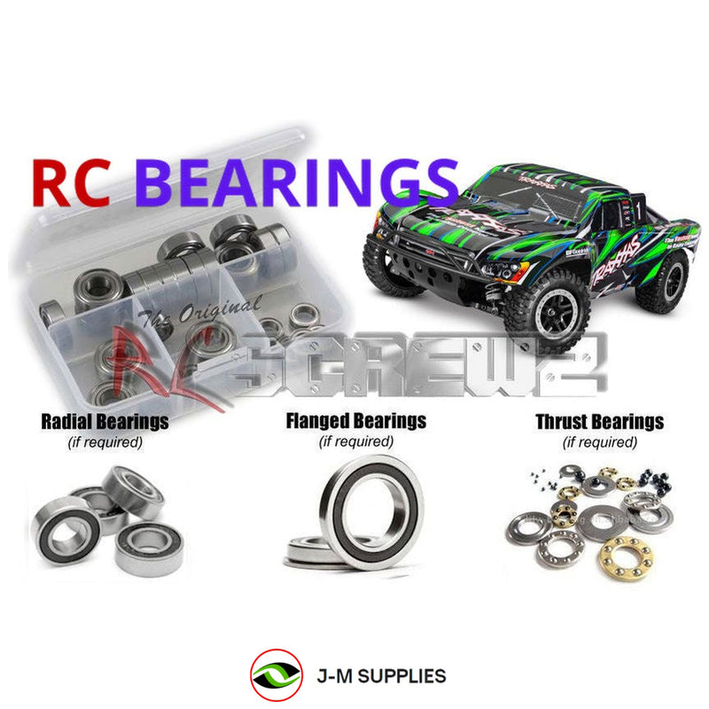 Representative image of an RCScrewZ rubber-sealed bearing kit for Traxxas Slash 4X4 VXL-3S 1/10 SCT (68386-4); exact bearing sizes and quantities vary by RC model.