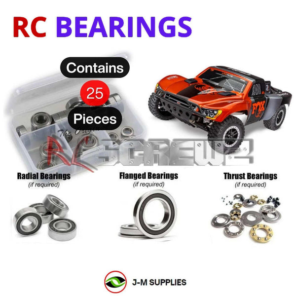 Representative image of an RCScrewZ rubber-sealed bearing kit for Traxxas Slash 2WD VXL-3S 1/10 SCT (58376-74); exact bearing sizes and quantities vary by RC model.