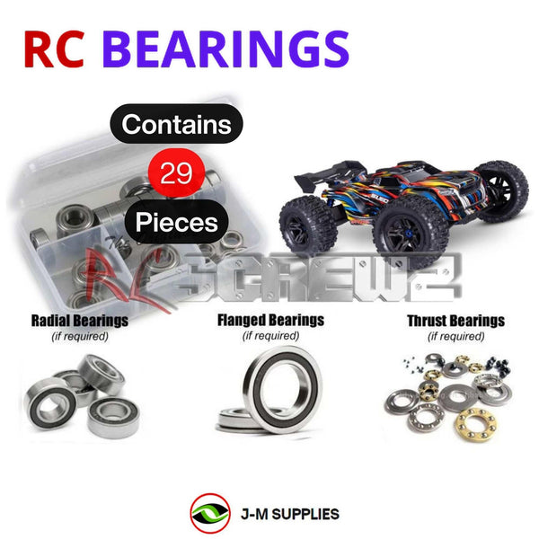 Representative image of an RCScrewZ rubber-sealed bearing kit for Traxxas Sledge 6S Belted 1/8 MT (95096-4); exact bearing sizes and quantities vary by RC model.