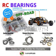 Representative image of an RCScrewZ rubber-sealed bearing kit for Traxxas X-Series Sand Car 1/5 2WD Sand Rail (109076-4); exact bearing sizes and quantities vary by RC model.