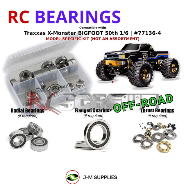 RCScrewZ Rubber Shielded Bearing Kit tra151r for Traxxas X-Monster BIGFOOT 50th 1/6 Electric 4WD Monster Truck (77136-4) | SET