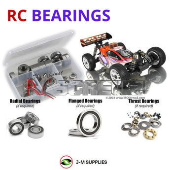 Representative image of an RCScrewZ rubber-sealed bearing kit for XRAY XB808 1/8th #350003; exact bearing sizes and quantities vary by RC model.
