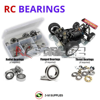 Representative image of an RCScrewZ rubber-sealed bearing kit for Team XRAY 808e 1/8th #350150; exact bearing sizes and quantities vary by RC model.