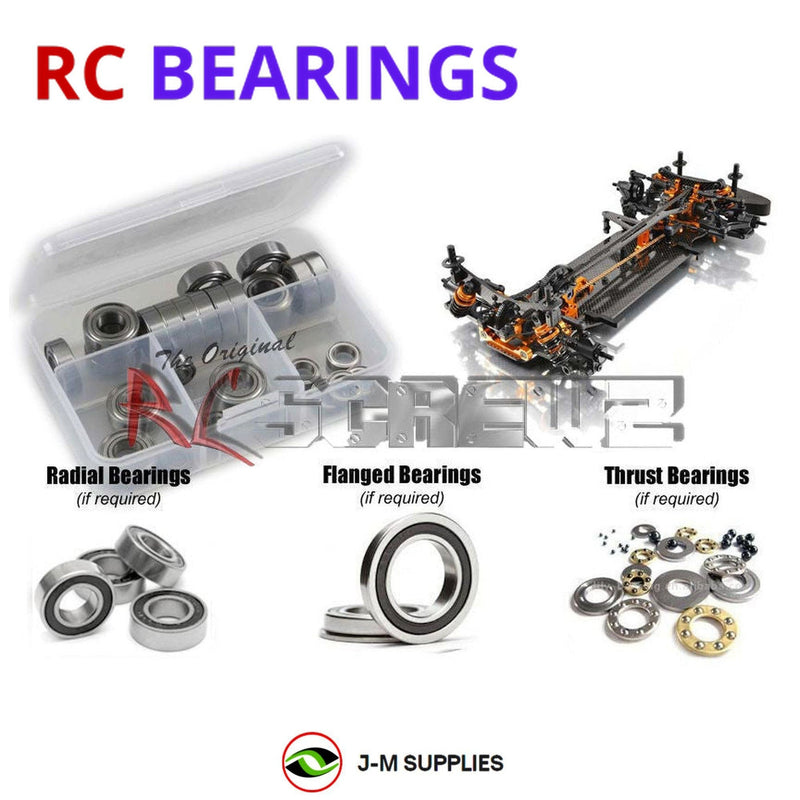 Representative image of an RCScrewZ rubber-sealed bearing kit for Team XRAY T4 2017 Specs 1/10 Electric 4WD TC (300023); exact bearing sizes and quantities vary by RC model.