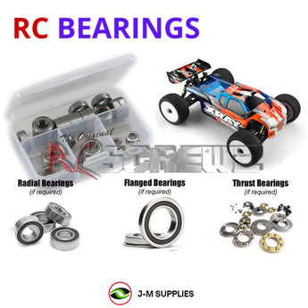 Representative image of an RCScrewZ rubber-sealed bearing kit for XRAY XT8e '22 Truggy 1/8 350301; exact bearing sizes and quantities vary by RC model.