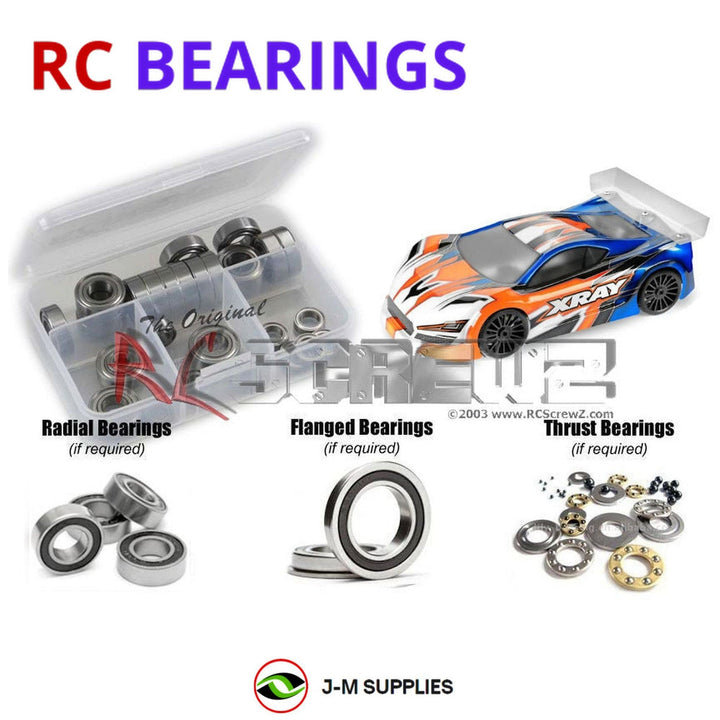 Representative image of an RCScrewZ rubber-sealed bearing kit for Team XRAY GTX8’22 1/8 Nitro 4WD On-Road GT Car (350503); exact bearing sizes and quantities vary by RC model.