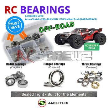 J-M SUPPLIES - RCScrewZ Rubber Shielded Bearings ara061r for Arrma Vorteks 223s BLX 4WD 1/10th (#ARA4305V4) | SET - 